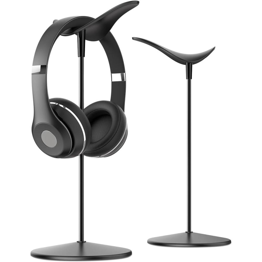imageLamicall Headphone Stand Desktop Headset Holder Desk Earphone Stand for All Headsets Such as Airpods Max HyperX Gaming Headphones BeatsSennheiser Music Headphones BlackBlack