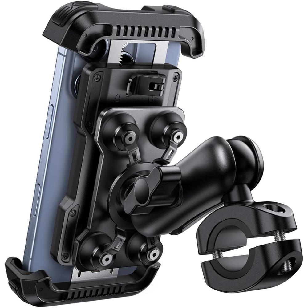 imageLamicall Motorcycle Phone Mount Holder Dual Vibration Dampener Metal Adjustment Arm Motorcycle Cell Phone Holder Bike Handlebar Phone Mount for iPhone 1615 1413 Pro Max 4767 PhonesBlack