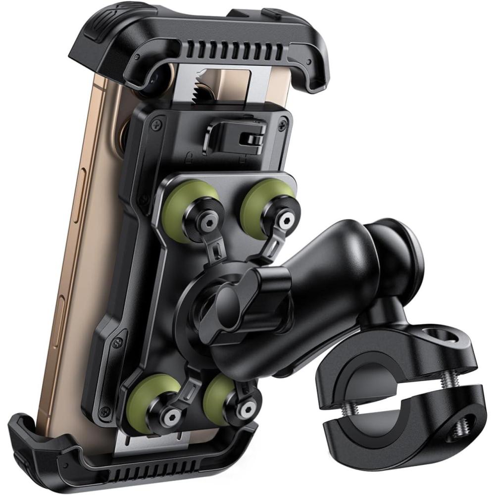 imageLamicall Motorcycle Phone Mount Holder Dual Vibration Dampener Metal Adjustment Arm Motorcycle Cell Phone Holder Bike Handlebar Phone Mount for iPhone 1615 1413 Pro Max 4767 PhonesGreen