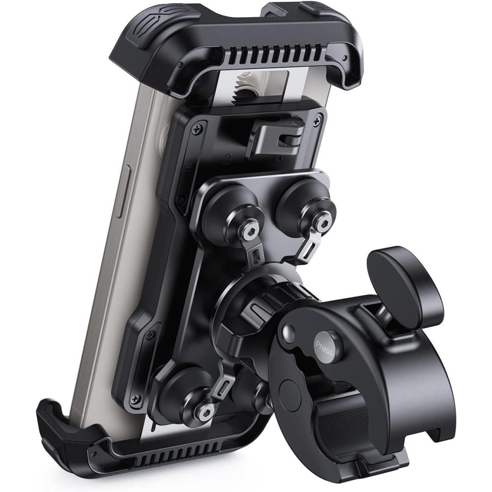 imageLamicall Motorcycle Phone Mount Holder Dual Vibration Dampener Upgrade Handlebar Clip Motorcycle Cell Phone Holder Bike Phone Mount Fit iPhone 16151413 Pro Max 4767 Phones BlackBlack