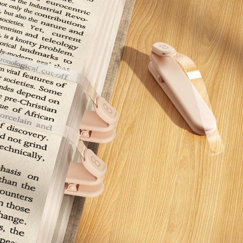 imageLamicall ThickBook Friendly 3Pack Silicone Automatic Bookmark  Clear View Book Marks for Reading Women Kids Men Cute Book Page Markers Clip Reading Accessories Gifts for Book LoversBeige
