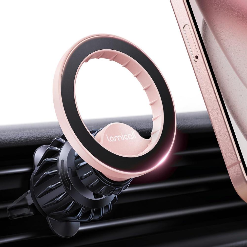 imageLamicall for MagSafe Car Mount  20 Super Magnets Magnetic Car Phone Mount Air Vent Phone Holder Car Hands Free Cell Phone Holder Clip Car fit iPhone 17 16 15 14 13 Pro Plus Max CradlesNEW Upgraded  Pink