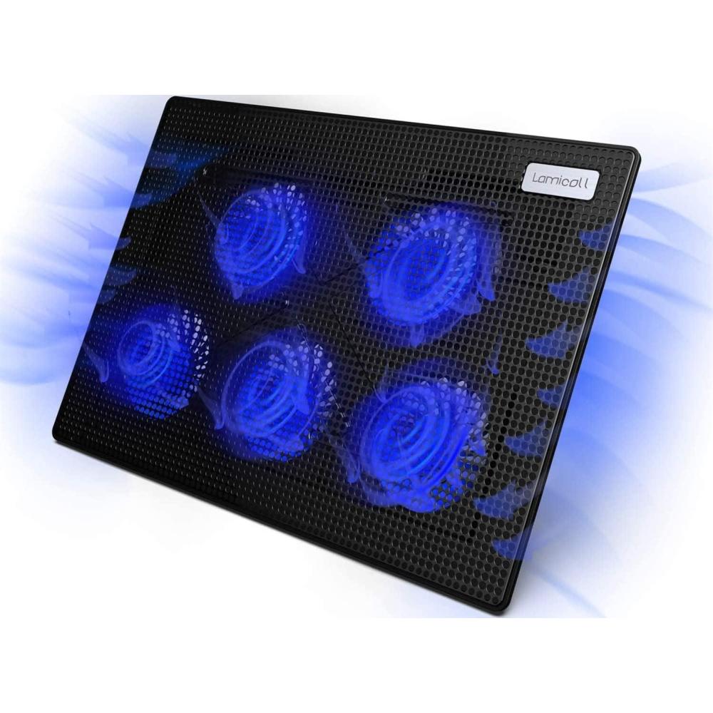 imageLaptop Cooling Pad Lamicall Laptop Cooler Portable Slim Laptop Cooling Stand Holder Riser with 5 Fans Compatible with MacBook Air Pro Dell XPS HP Alienware Laptop Notebooks Up to 156 Inch