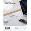 8Pack Cord Organizer [1s Lock] Spring Cable Management Clips – Lamicall Desk Cord Holder, Adhesive Cute Round Cable Clip, Phone Charger Wire Organizer Keeper for Nightstand Car Office Accessory, White(6Pack – 3Slot)
