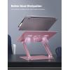 Lamicall Adjustable Laptop Stand, Portable Laptop Riser, Aluminum Laptop Stand for Desk Foldable, Ergonomic Computer Notebook Stand Holder for MacBook Air Pro, Dell XPS, HP (10-17.3”) – Silver(4-Pink)