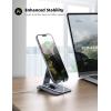 Lamicall Aluminum Metal Adjustable Cell Phone Stand Desk – Heavy Duty Aluminum Metal Foldable Desktop Phone Holder, Cradle, Dock, for iPhone 16 15 14, Plus, Pro, Pro Max, 13 12 X XS,4-11” Phone Grey(Grey)