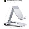 Lamicall Aluminum Metal Adjustable Cell Phone Stand Desk – Heavy Duty Aluminum Metal Foldable Desktop Phone Holder, Cradle, Dock, for iPhone 16 15 14, Plus, Pro, Pro Max, 13 12 X XS,4-11” Phone Grey(Sliver)