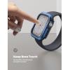 Lamicall Aluminum Rugged Screen Protector Case Armor Designed for Apple Watch 45mm/44mm, Bumper Metal Watch Case, Protective Armor Cover [No Screen Protector] Blue 9H Tempered Glass