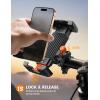 Lamicall Bike Motorcycle Phone Mount – [1s Quick Lock] Bike Cell Phone Holder Clip, Bicycle Scooter Handlebar Clamp, for iPhone Air, 17 16 15 Pro Max, Galaxy S25 S24 Ultra, More 6-7″ Phones(Orange)