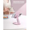 Lamicall Cell Phone Stand for Desk – [Height Adjustable] Foldable Mobile Phone Holder, Portable Stand for iPhone 17 16 15 14 13 12 11 Pro Max Plus Air, Galaxy S25 S24, Telephone, Office Accessories(Pink)
