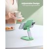 Lamicall Cell Phone Stand for Desk – [Height Adjustable] Foldable Mobile Phone Holder, Portable Stand for iPhone 17 16 15 14 13 12 11 Pro Max Plus Air, Galaxy S25 S24, Telephone, Office Accessories(Light Green)