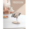 Lamicall Cell Phone Stand for Desk – [Height Adjustable] Foldable Mobile Phone Holder, Portable Stand for iPhone 17 16 15 14 13 12 11 Pro Max Plus Air, Galaxy S25 S24, Telephone, Office Accessories(Khaki)