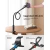 Lamicall Gooseneck Phone Holder Bed – [Nylon Braided] Flexible Arm, 38inch Overall Length, 360 Adjustable Clamp Clip, Overhead Cell Phone Mount Stand for Bed, Desk, 4-7” Cellphone(Black)