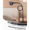 Lamicall Gooseneck Phone Holder Bed – [Nylon Braided] Flexible Arm, 38inch Overall Length, 360 Adjustable Clamp Clip, Overhead Cell Phone Mount Stand for Bed, Desk, 4-7” Cellphone(Black)