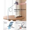 Lamicall Gooseneck Phone Holder Bed – [Nylon Braided] Flexible Arm, 38inch Overall Length, 360 Adjustable Clamp Clip, Overhead Cell Phone Mount Stand for Bed, Desk, 4-7” Cellphone(blue white)