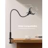 Lamicall Gooseneck Phone Holder for Bed – 360 Adjustable Clamp Clip, Overhead Cell Phone Mount Stand for Desk, Compatible with All Cellphone, White(black)