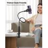 Lamicall Gooseneck Phone Holder for Bed – 360 Adjustable Clamp Clip, Overhead Cell Phone Mount Stand for Desk, Compatible with All Cellphone, White(black)