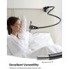 Lamicall Gooseneck Phone Holder for Bed – 360 Adjustable Clamp Clip, Overhead Cell Phone Mount Stand for Desk, Compatible with All Cellphone, White(black)