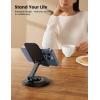 Lamicall Grey Phone Holder, Desk Accessories – Simulated Wood Grain Cell Phone Holder, Office Decor for Women, Valentines Day Gifts for Teen Boys Girls, 4-10” Phones, iPad mini, Gifts for Valentine(Black)