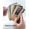 Lamicall Minimalist Metal Wallet for Men – [Mechanical Hinges][15-20 Cards] Slim Wallets, Credit Card Holder, Money Clip & Cash Strap, RFID, Thin, Gift for Men, Stocking Stuffers, Christmas Gifts(Metallic Wood Grain – CLIP&STRAP)
