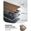 Lamicall Minimalist Metal Wallet for Men – [Mechanical Hinges][15-20 Cards] Slim Wallets, Credit Card Holder, Money Clip & Cash Strap, RFID, Thin, Gift for Men, Stocking Stuffers, Christmas Gifts(Metallic Wood Grain – CLIP&STRAP)