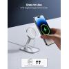 Lamicall Phone Stand for Apple 15W MagSafe Charger – Collasple Adjustable Charging Holder Dock Cradle for Desk, Compatible with Airpods, iPhone 16 15 14 13 12 Plus, Pro, Pro Max, Grey [Stand Only](For 15W Charger [Old Version] – Silver)