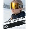 Lamicall Ski Goggles with 3X Anti-Fog – 100% UV Protection, OTG Design for Skiing, Snowboard, Snowmobile, Men, Women(Black Frame – Gold Lens)