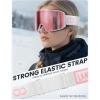 Lamicall Ski Goggles with 3X Anti-Fog – 100% UV Protection, OTG Design for Skiing, Snowboard, Snowmobile, Men, Women(White Frame – Pink Lens)