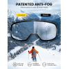 Lamicall Ski Goggles with 3X Anti-Fog – 100% UV Protection, OTG Design for Skiing, Snowboard, Snowmobile, Men, Women(White Frame – Pink Lens)