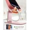 Lamicall Ultra-Thin Cell Phone Stand for Desk – [Height Adjustable] Foldable Desktop Phone Holder, Portable Mobile Stand, Office Desk Accessories for iPhone 17 16 15 14 13 Pro Max Air, Galaxy S25, S24(C-Pink)