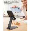 Lamicall Ultra-Thin Cell Phone Stand for Desk – [Height Adjustable] Foldable Desktop Phone Holder, Portable Mobile Stand, Office Desk Accessories for iPhone 17 16 15 14 13 Pro Max Air, Galaxy S25, S24(A-Black)