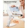 Lamicall Ultra-Thin Cell Phone Stand for Desk – [Height Adjustable] Foldable Desktop Phone Holder, Portable Mobile Stand, Office Desk Accessories for iPhone 17 16 15 14 13 Pro Max Air, Galaxy S25, S24(B-White)
