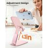 Lamicall Ultra-Thin Cell Phone Stand for Desk – [Height Adjustable] Foldable Desktop Phone Holder, Portable Mobile Stand, Office Desk Accessories for iPhone 17 16 15 14 13 Pro Max Air, Galaxy S25, S24(C-Pink)