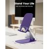 Lamicall Ultra-Thin Cell Phone Stand for Desk – [Height Adjustable] Foldable Desktop Phone Holder, Portable Mobile Stand, Office Desk Accessories for iPhone 17 16 15 14 13 Pro Max Air, Galaxy S25, S24(Purple)