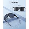 Lamicall XL Size Polarized Sports Sunglasses for Men Women, Large UV400 Protection Sun Glasses, Running Cycling Baseball(Black Frame-gray Lens)
