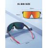 Lamicall XL Size Polarized Sports Sunglasses for Men Women, Large UV400 Protection Sun Glasses, Running Cycling Baseball(Black Frame-red Lens)