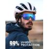 Lamicall XL Size Polarized Sports Sunglasses for Men Women, Large UV400 Protection Sun Glasses, Running Cycling Baseball(Blue Frame-blue Lens)