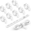 10Pack Silicone Cable Ties Cord Organizer – Lamicall Elastic Wire Ties Management, Travel Must Haves, Halloween Desk Home Office Workspace Accessories, Dorm Room Essentials, White Cable Keeper