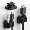 3-in-1 Cord Organizer Spring Clip Holder – Lamicall Small Desk Cable Organizer Clips, Adhesive Adjustable Wire Holder for Phone Charging Cord, Cable Management, Office Desk Accessories, White, 3Pcs(Black)