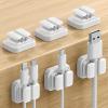 8Pack Cord Organizer [1s Lock] Spring Cable Management Clips – Lamicall Desk Cord Holder, Adhesive Cute Round Cable Clip, Phone Charger Wire Organizer Keeper for Nightstand Car Office Accessory, White(6Pack – 3Slot)