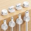 8Pack Cord Organizer [1s Lock] Spring Cable Management Clips – Lamicall Desk Cord Holder, Adhesive Cute Round Cable Clip, Phone Charger Wire Organizer Keeper for Nightstand Car Office Accessory, White(8Pack)