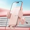 Lamicall 2026 Wider Clamp & Metal Hook Car Phone Holder Vent [Thick Cases Friendly] Phone Holders for Your Car Mount Automobile Hands Free Cradle Air Vent for iPhone 16 15 14 13 Pro Max Smartphone(NEW Upgraded – Pink)