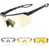 Lamicall 24g Polarized Sports Sunglasses for Men Women – UV400 Protection Sun Glasses for Running Cycling Baseball Fishing(Black Frame-photochromic Gold Lens)