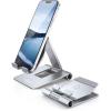 Lamicall Aluminum Metal Adjustable Cell Phone Stand Desk – Heavy Duty Aluminum Metal Foldable Desktop Phone Holder, Cradle, Dock, for iPhone 16 15 14, Plus, Pro, Pro Max, 13 12 X XS,4-11” Phone Grey(Sliver)