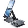 Lamicall Aluminum Metal Adjustable Cell Phone Stand Desk – Heavy Duty Aluminum Metal Foldable Desktop Phone Holder, Cradle, Dock, for iPhone 16 15 14, Plus, Pro, Pro Max, 13 12 X XS,4-11” Phone Grey(Black)