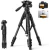 Lamicall Camera Tripod – 17.6LBS Max Load Tripod for Camera with Rapid Leg Deployment Phone Tripods for Video Recording Photo Vlog, 67″ Camera Stand with Phone Holder & Carry Bag for DSLR iPhone GoPro(Black)