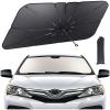 Lamicall Car Windshield Sunshade Umbrella – 5-Layer UV Block, 10-Rib Fiberglass Frame for Heat Insulation, 53″x30″ Front Window Interior Sun Protection, for Compact Sedan, SUV Windshield