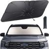 Lamicall Car Windshield Sunshade Umbrella – 5-Layer UV Block, 10-Rib Fiberglass Frame for Heat Insulation, 64″x34″ Front Window Interior Sun Protection, for Large SUV, Truck Windshield
