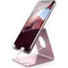Lamicall Cell Phone Stand, Desk Phone Holder Cradle, Compatible with Phone 12 Mini 11 Pro Xs Max XR X 8 7 6 Plus SE, All Smartphones Charging Dock, Office Desktop Accessories – Silver(g-rose gold)