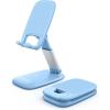 Lamicall Cell Phone Stand for Desk – [Height Adjustable] Foldable Mobile Phone Holder, Portable Stand for iPhone 17 16 15 14 13 12 11 Pro Max Plus Air, Galaxy S25 S24, Telephone, Office Accessories(Blue)